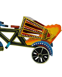 “Artisan-Crafted Wooden Toy Rickshaw: A Journey of Imagination”