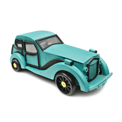 blue vintage wooden car