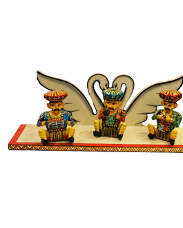 Wooden Wall Shelf Rack & Colorful Wooden Musicians Combo Diwali Decor