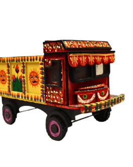 Discover the Essence of Rural India: Vibrant Wooden Truck Miniature