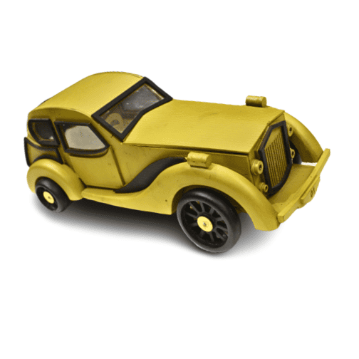 yellow wooden car toy